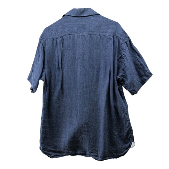 Alex Cannon 100% Linen Shirt Mens M Blue Short Sleeve Button Up Pocket Front - Picture 2 of 7